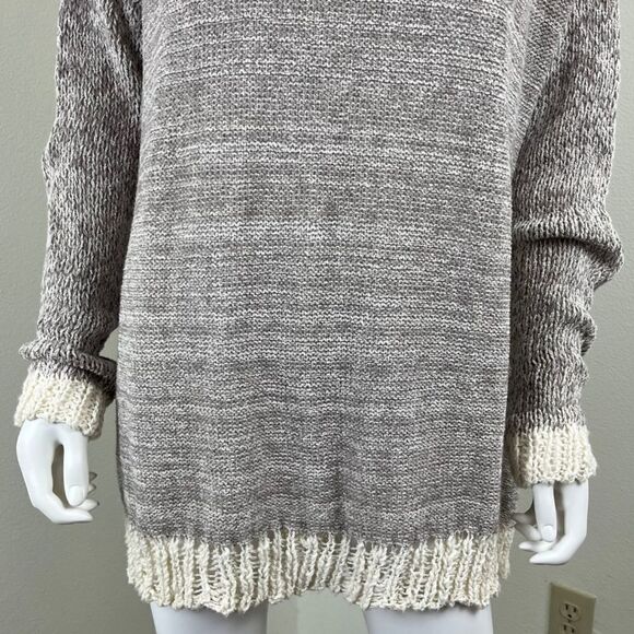 Free People Womens Size L Beige Haiku Pullover Knit NEW Sweater Tunic Top Cotton - Picture 4 of 16